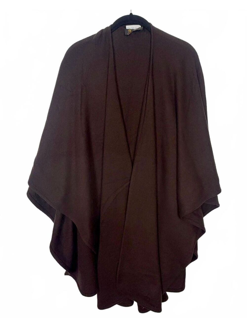 Saks Fifth Avenue Amicale Pure Cashmere Cape Cardigan Shawl Wrap Brown One Size